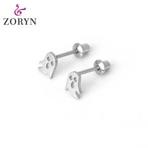 Pendientes de Acero Inoxidable 316L Resistentes al Agua, Plateados, con Cierre de Rosca, Diseño de Pieza de Rompecabezas, Hipoalergénicos, Acabado Liso para Mujer - Product Image 2