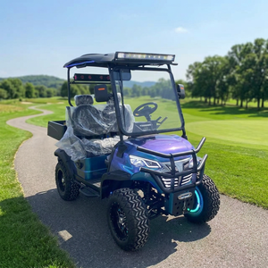 Véhicule tout-terrain électrique surélevé 2 places avec boîte de chargement, barre lumineuse LED sur le toit et barre de protection avant, chariot de golf - Product Image 4