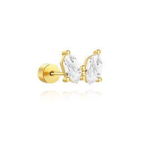 Clous d'oreilles tendance en forme de papillon en argent sterling S925 avec tige filetée à dos plat - Product Image 1
