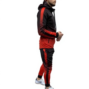 Conjunto deportivo de 2 piezas para hombre con capucha y color degradado, chaqueta con cremallera y pantalones jogger, ropa deportiva informal. - Product Image 2
