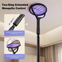 Tueur de moustiques électrique 2-en-1 2800V USB, écologique, avec lampe de dératisation amovible et tapette à main intégrée