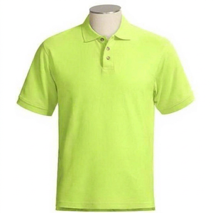 Camiseta de Manga Corta para Hombre, Ecológica, de Color Sólido, Estilo Piqué, con Logotipo Personalizado, Corte Regular, Transpirable, Tejida, Estilo Casual, Verde Lima - Product Image 1