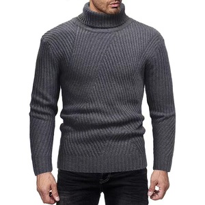 Suéter de punto con <span class=keywords><strong>cuello</strong></span> alto y diseño de chevron para <span class=keywords><strong>hombre</strong></span>, otoño-invierno, con patrón acanalado direccional, <span class=keywords><strong>cuello</strong></span> enrollado, texturizado, ajuste ceñido, <span class=keywords><strong>jersey</strong></span> de punto. - Product Image 1