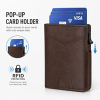 Dompet Kartu Pop Up Magnetik Ultra Tipis OEM China untuk Pria, Anti RFID, Taktis, Tipis, Lipat Dua, Saku Depan, Tempat Kartu Kredit