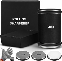 Kit d'affûtage de couteaux noir à roulement, à angle fixe, avec diamants, très populaire