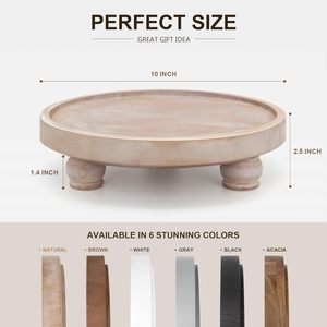 Support à bougie en bois, plateau rond de présentation pour plantes - Product Image 3