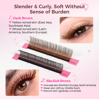 Vente en gros de cils en cachemire brun Cils Extensions de cils en velours Cils Classic Mixed 8-15mm Volume Plateaux d'extension de cils