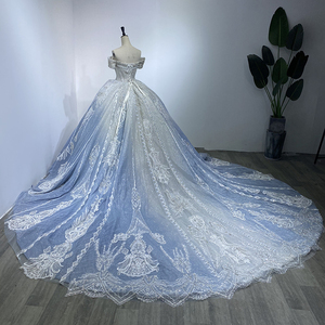 Robe de mariée de luxe bleue de Dubaï, modèle 2024, pour mariée princesse d'Arabie Saoudite, avec photos réelles WM20 - Product Image 3