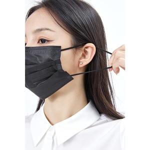 Grosir Masker wajah bedah Earloop kualitas tinggi Masker wajah sejuk hitam tanpa anyaman Masker wajah sekali pakai 3 lapisan - Product Image 3