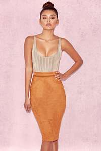 Suede Wear Package Hip Midi Pencil Knitting <b>Skirt</b> YARN DYED Support <b>Lady</b> Women Solid Office Casual <b>Summer</b> OEM Service Adults - Product Image 3