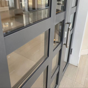 <span class=keywords><strong>Porte</strong></span> en aluminium à rupture <span class=keywords><strong>de</strong></span> pont thermique, usage commercial, lourde, véritable <span class=keywords><strong>porte</strong></span> d'entrée française à vitrage divisé avec des panneaux <span class=keywords><strong>de</strong></span> verre individuels pour vitrine - Product Image 2