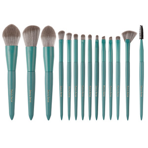 Chichodo Blue Ocean 14-Piece Synthetic Fiber Makeup Brush Set Wooden Handle Complete <b>Foundation</b> Brush Kit - Product Image 5