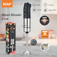 Batidora de Mano RAF R.3109 de 400W, 28000 RPM, Cuatro Cuchillas Recubiertas de Cobre, Junta Metálica, Arranque Rápido para Mezclar y Picar Alimentos