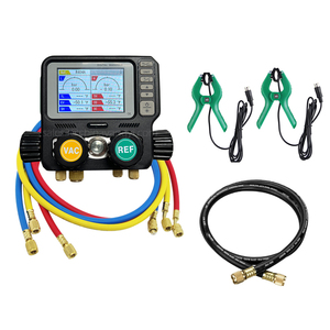 Manómetro <span class=keywords><strong>Digital</strong></span> de 4 Vías con 2 Sondas de Temperatura <span class=keywords><strong>para</strong></span> 112 Refrigerantes, Aleación de Aluminio, HVAC, Aire Acondicionado, Refrigeración, Presión, Vacío y Detección de Fugas - Product Image 1