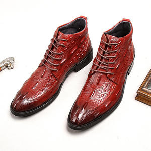 Men's <b>Ankle</b> & <b>Bootie</b> Retro Lace-Up Business Flat Leather Boots with British Style Genuine Leather Lining - Product Image 4