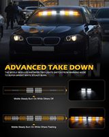 Lumière de sécurité d'urgence Pinzhi Amber White avec LED clignotante de sécurité, avertissement de danger, barre lumineuse de pare-brise intérieure 12V 100
