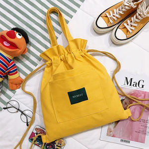Nuova scuola di viaggio creativa con Logo personalizzato stringa di cotone tela con coulisse borse zaino con coulisse borsa zaino con tasca - Product Image 2