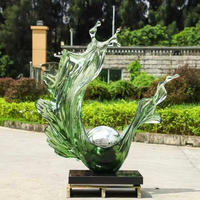 Sculptures en résine verte artistiques de taille personnalisée peintes à la main de la marque TongMei en gros, supports de décoration d'intérieur abstraits, supports totaux