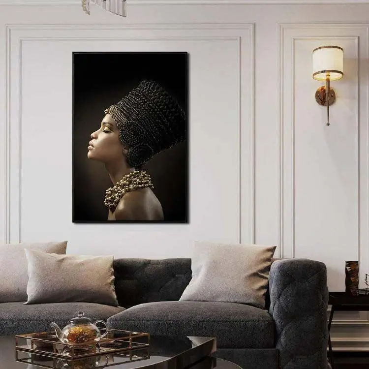 Üreticileri siyah seksi afrika kadınlar resim 100% el boyalı şekil ve portre duvar sanat resmi afrika tuval boyama