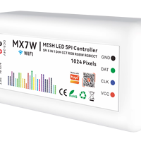 TY-X7-WIFI Kablosuz PWM RGB LED Uzaktan Kumanda WS2812 WS2811 SK6812 Dijital Müzik Senkronizasyonu 30m Menzil APP/Uzaktan Kumanda DC5-24V 360W Maks.