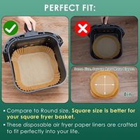 100 pièces multi-usages 8 pouces carrés jetables Air friteuse doublures papier de cuisson pour la maison cuisine Restaurant