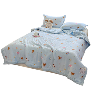 Set Copripiumino Estivo a Righe con Cuccioli - Morbida Biancheria da Letto a Doppio Strato in Garza per Bambini, Piumino Leggero e Traspirante - Product Image 3