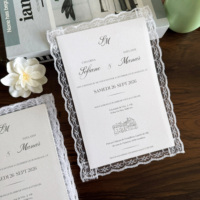 Carte d'invitation artisanale à bordure dentelle OEM, invitation de mariage de luxe avec enveloppe à rabat en V, carte de vœux d'anniversaire, enveloppes dentelle