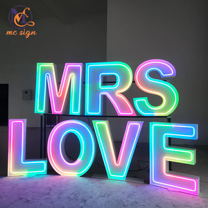 حروف وأرقام نيون معدنية عملاقة مخصصة بإضاءة RGB مقاس 3 و4 أقدام لتزيين حفلات الزفاف وأعياد الميلاد والمناسبات - الأكثر مبيعًا لعام <span class=keywords><strong>2026</strong></span> - Product Image 2