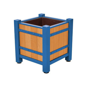 Planteur moderne en <span class=keywords><strong>bois</strong></span> Arlau naturel, grand pot de fleurs carré pour l'extérieur - Product Image 3