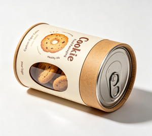 Custom Paper Tube Cookie Packaging with Window Craft Paper Food Grade Round Cylinder Recyclable Four-Color Printing - Product Image 2