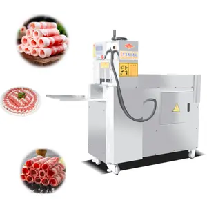 Máquina de corte de carne congelada em aço inoxidável totalmente automática para corte de bacon e carne em rolo