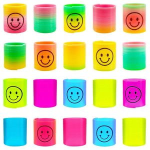 Mini jouets ressorts arc-en-ciel en plastique et caoutchouc de haute qualité, spirales dégradées pour le jeu d'empilage et la résolution de puzzles, jouet anti-stress rond - Product Image 1