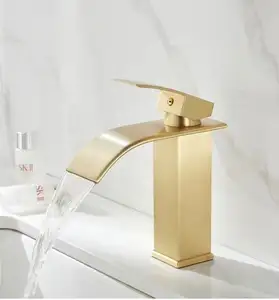 Rubinetto del bacino del bagno in ottone color oro bianco di alta qualità