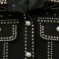 DiZNEW 2025 Veste en jean d'hiver de créateur senior, ornée de strass, avec options de personnalisation d'étiquette et de quincaillerie