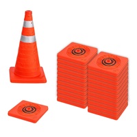 Cônes de signalisation portables à montage rapide, en tissu Oxford PP, 18 pouces, avec bande réfléchissante pour la sécurité des voies cyclables