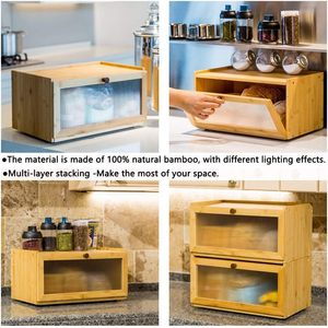 กล่องขนมปังไม้ไผ่ LK-Bread Box 2 ฝาพับ สีไม้ธรรมชาติ สำหรับจัดเก็บขนมและเครื่องปรุงบนโต๊ะ - Product Image 4