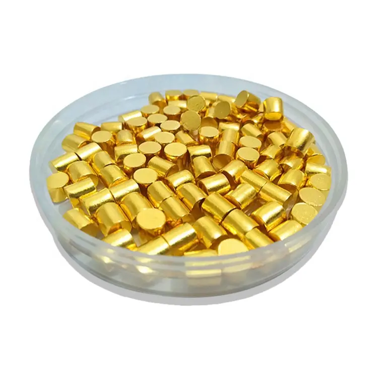 99.99% Pure Au Gold Verdamping Pellet Gouden Korrel 99.99 Au Gold Pellet Metaal 0.250 ''Dia X 0.250'' Voor Thermische Verdamping