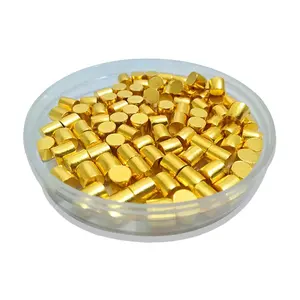99.99% murni Au emas evaporasi butiran emas 99.99 Au logam pelet emas 0.250 ''Dia x 0.250'' untuk penguapan termal