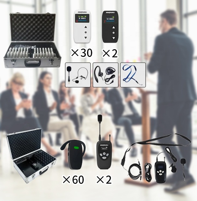 JT-301 60 Receivers Factory Price Strong signal Stable Voice Wireless Earhook Headset Transmitter Audio Tour Guide System