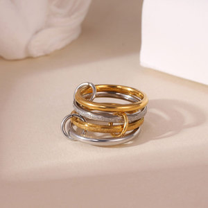 Waterproof Non Tarnish <b>Rings</b> 14k 18k PVD Gold Plated Fashion 316L Stainless Steel Zircon <b>Stacking</b> <b>Rings</b> for Women - Product Image 4