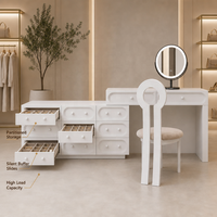Meuble de toilette moderne en contreplaqué avec rangement intégré, design extensible, hauteur réglable, table de maquillage pour bureau, grand meuble de maison