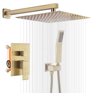 Chải vàng vòi hoa sen vòi Hệ thống thiết lập lượng mưa vòi hoa sen và phun cầm tay Wall Mount cao áp bồn tắm van và <span class=keywords><strong>TRIM</strong></span> - Product Image 2