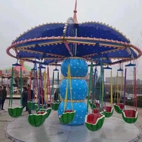 Manège à chaises volantes intérieur/extérieur pour parc d'attractions, 24 places, balançoire rotative en fibre de verre et métal, usage scolaire et commercial, fabricant