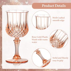 Copas de vino Vintage rosa de plástico de 210ml y 7oz, copas para beber, cristalería de boda irrompible, Copas de Agua de Cristal - Product Image 4