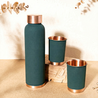 Botella de Agua de Cobre Hecha a Mano, Elegante y Lujosa, con Tapa de Paja, Multiusos, para Viajes, Salud y Bienestar Diario, Personalizable