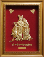 Peinture décorative artisanale de divinité indienne de qualité supérieure avec feuille d'or 999-Statue d'éléphant Balakrishna