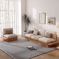 Ensemble de canapés d'angle de luxe italien et japonais, pieds en bois, rembourrage en éponge, pour villa, salon, appartement