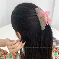 DOWELL Bijoux Pince à cheveux grande taille en acétate, motif géométrique patchwork, nœud élégant, polyvalente pour femme