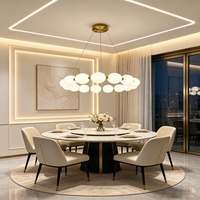 Lustre Suspendu LED Moderne de Luxe en Fer Doré Style Nordique avec Abat-jour en Verre, Petit Modèle, Blanc Chaud 3500K, CRI Élevé, Dimmable, Télécommande, Garantie 3 Ans