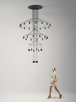 Lustre créatif long pour grenier, design creux, adapté aux plafonds hauts, aux escaliers, aux restaurants et aux halls d'entrée.